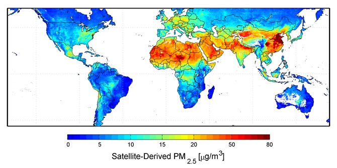 Scientists develop map of PM 2.5 levels using satellite data
