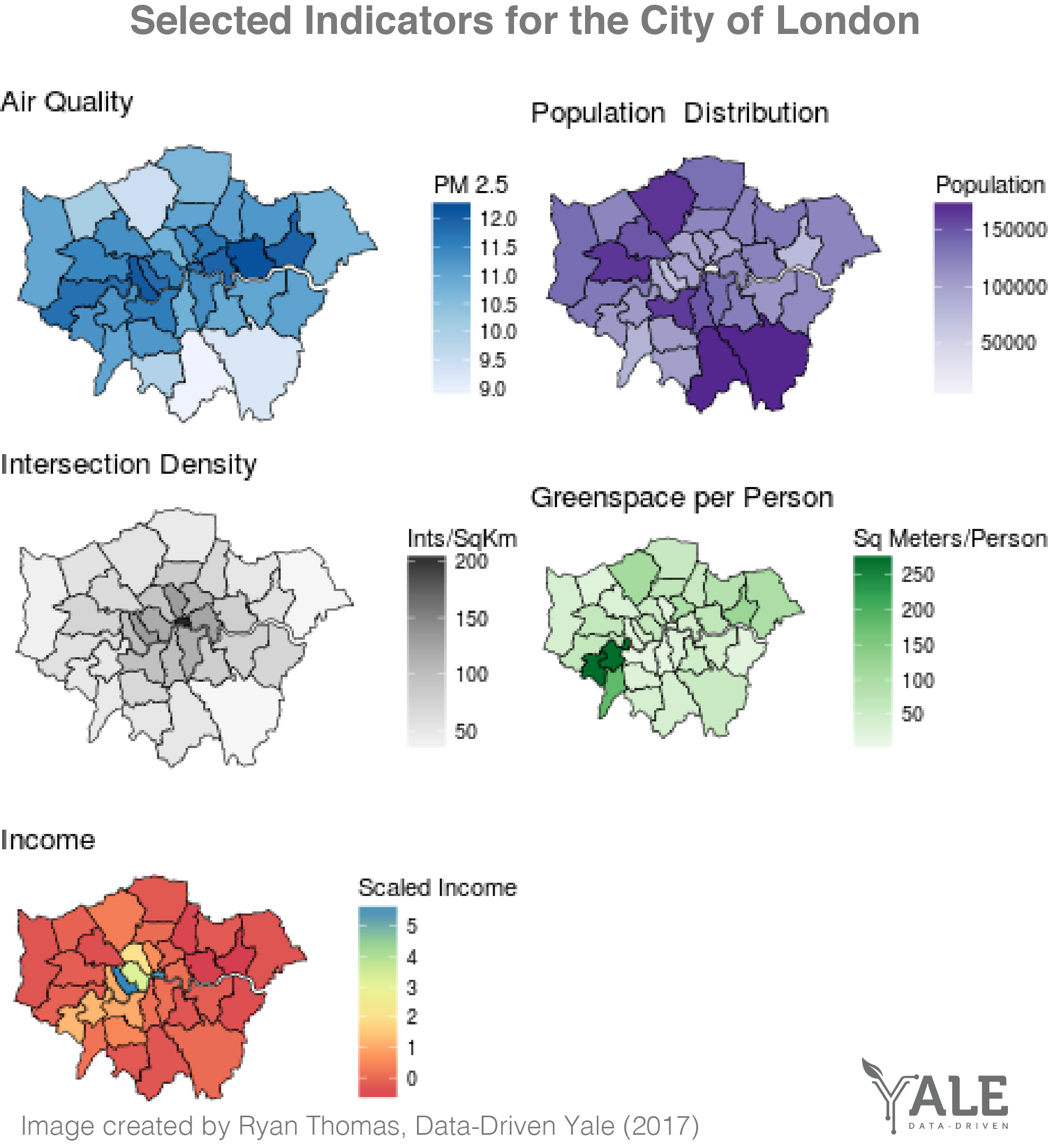 Figure 1. Selected indicators from London's environmental performance shows disparity between neighborhoods.